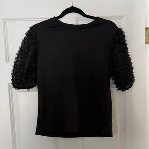 Elegant Black Puff Sleeve Top